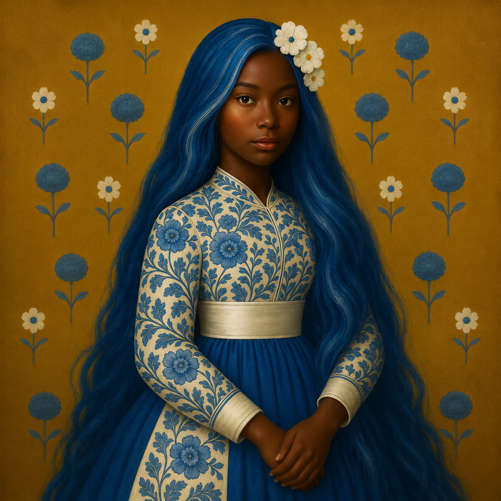 Blue Floral Muse shown in a room preview