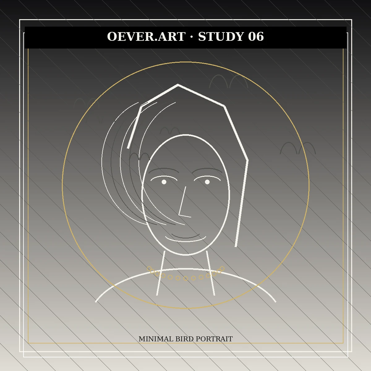 Original OEVER.ART visual study, Minimal bird portrait.