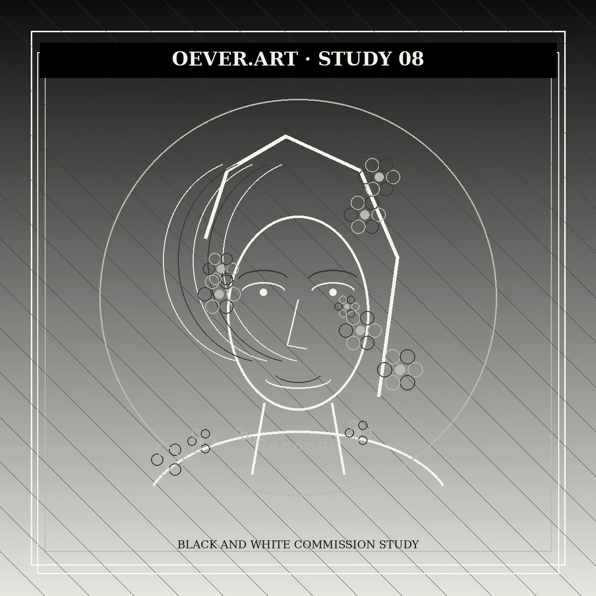 Original OEVER.ART visual study, Black and white commission study.